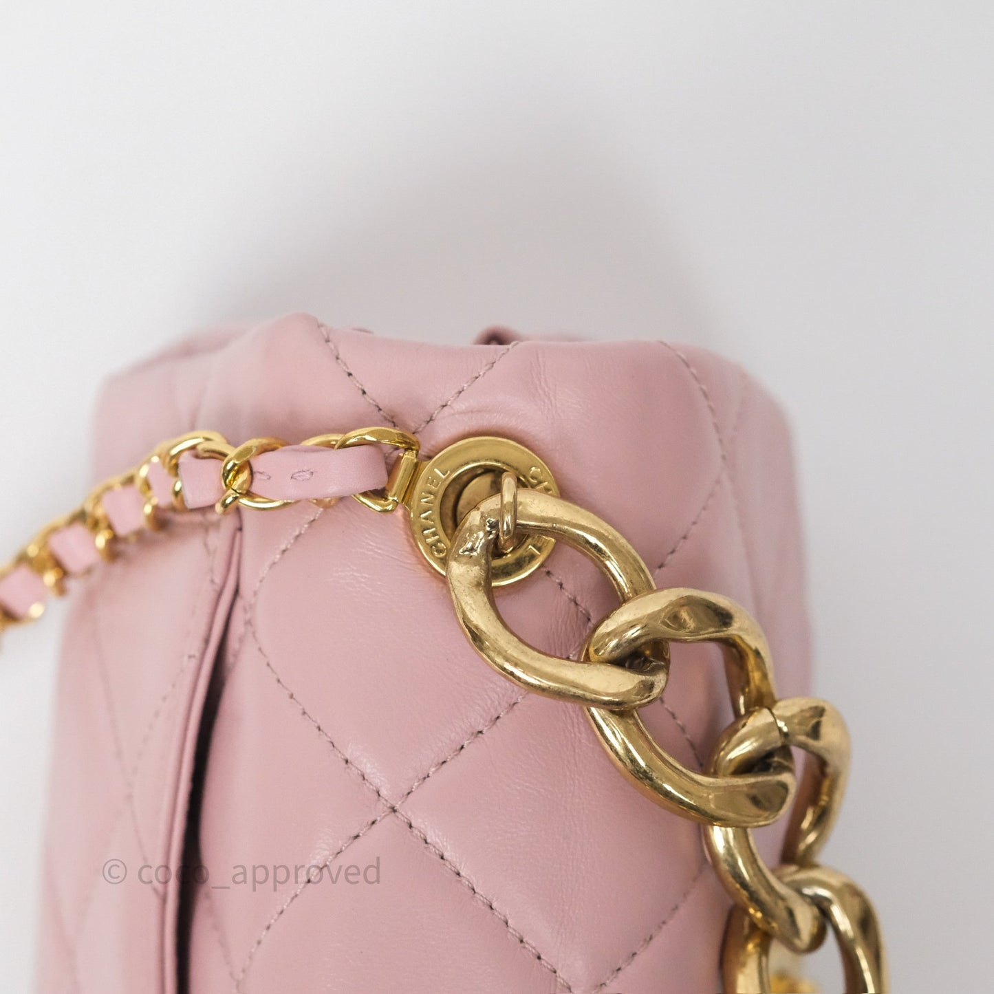Chanel Mini Color Match Flap Quilted Pink Lambskin Aged Gold Hardware