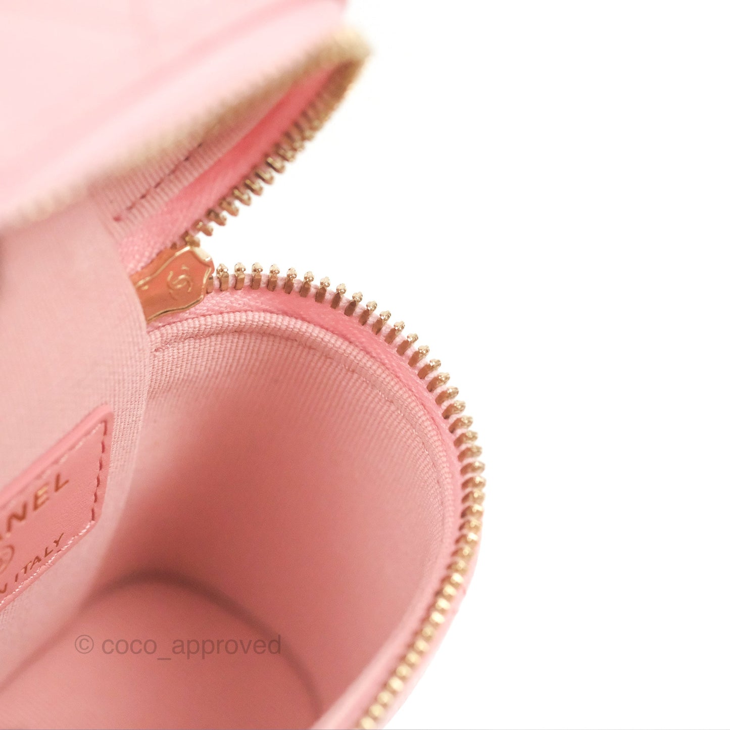 Chanel Quilted Small Handle With Care Vanity Case With Chain Pink Caviar Gold Hardware