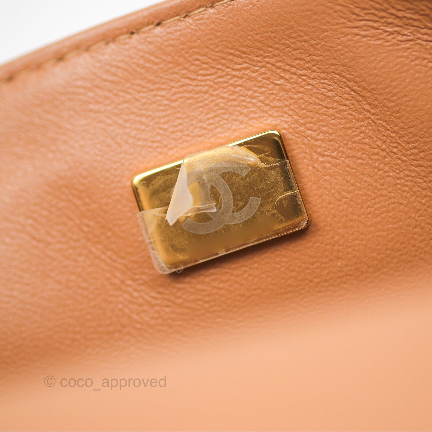 Chanel Top Handle Mini Rectangular Flap Bag Ecru/Beige Lambskin Gold Hardware 23P