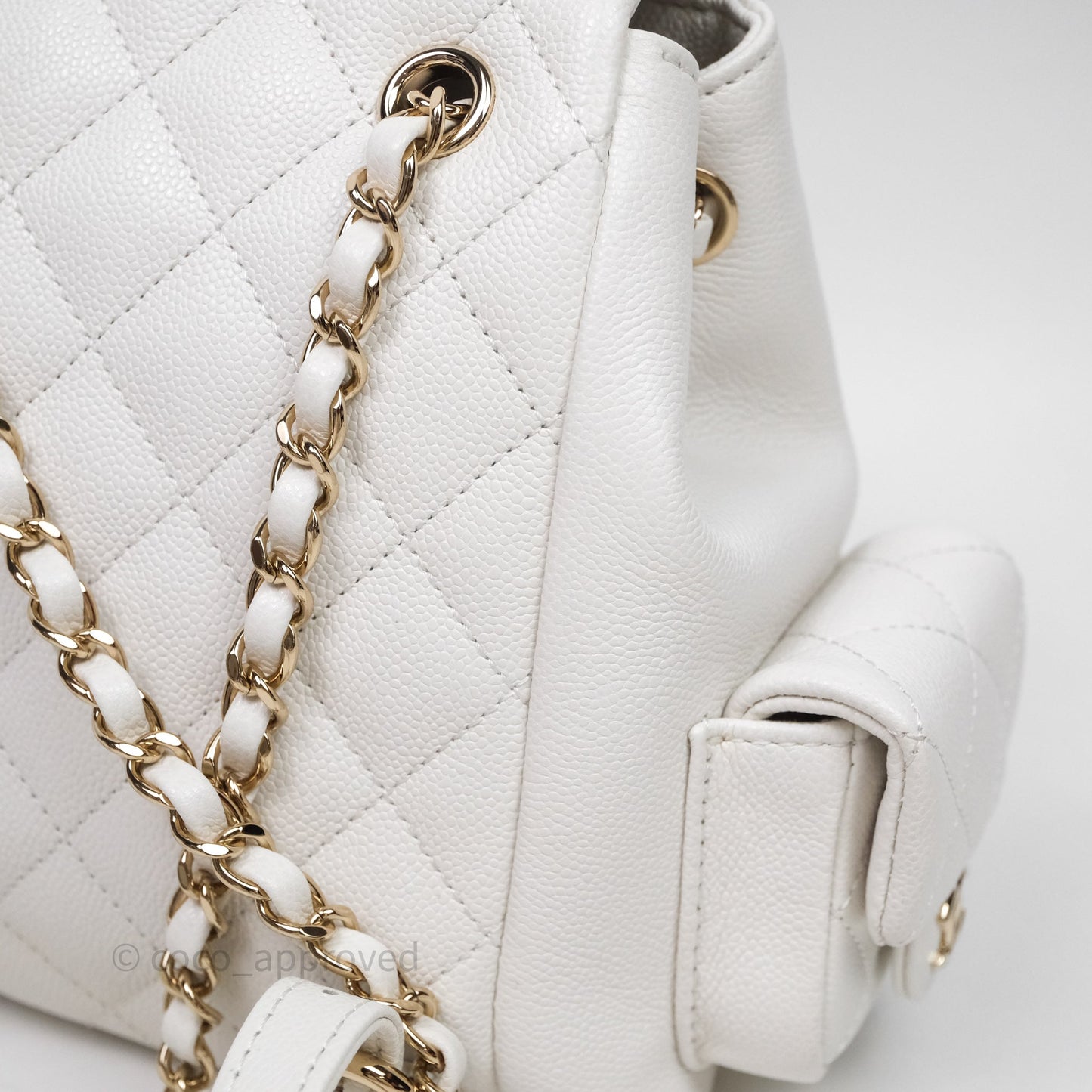 Chanel Small Duma Backpack Caviar White Gold Hardware