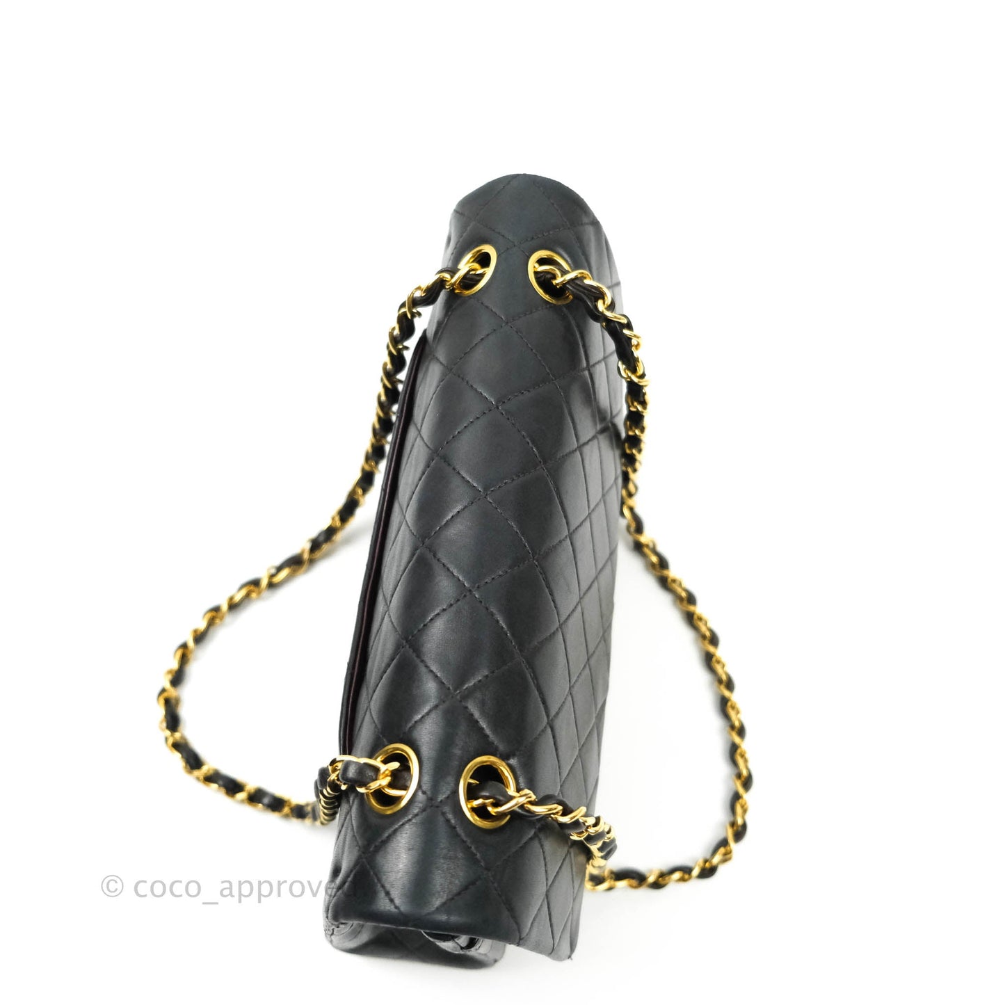 Chanel Classic Vintage Double Flap M/L Black Lambskin 24K Gold Hardware