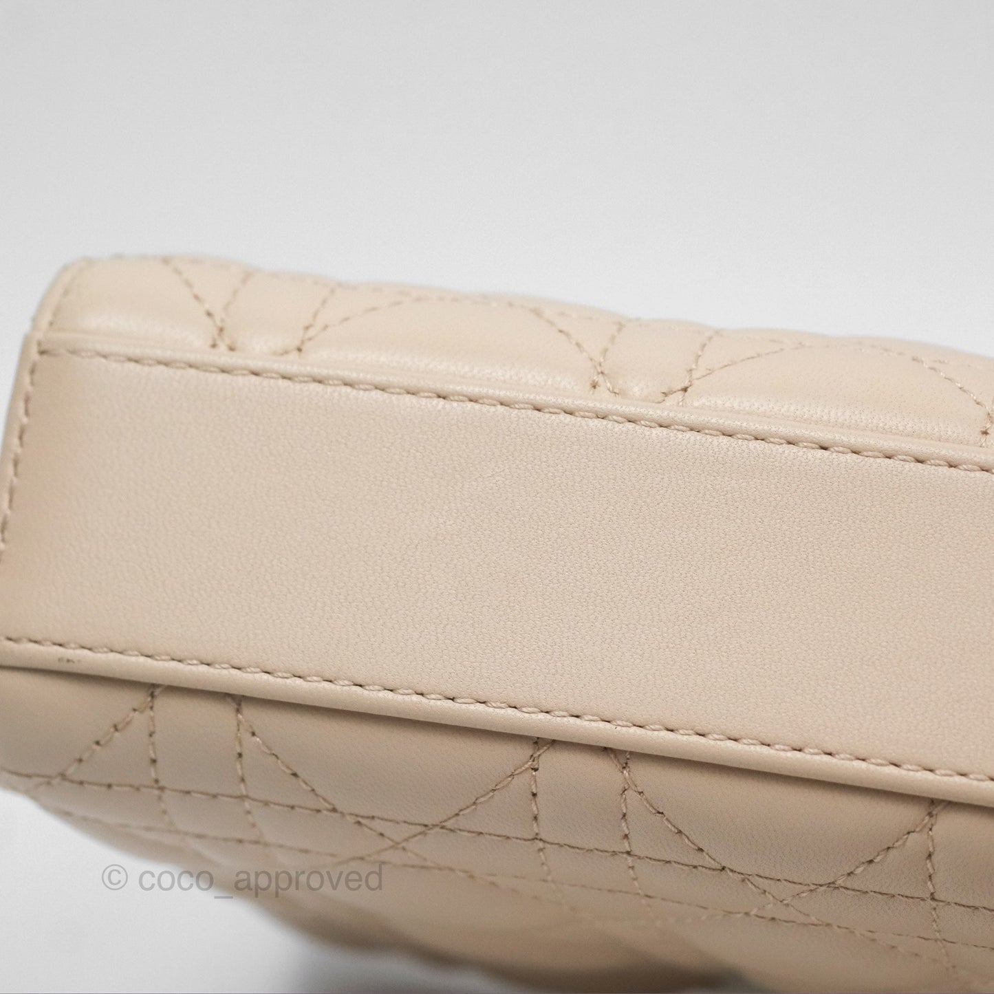 Christian Dior Medium Lady D-Joy Bag Beige Lambskin Cannage Gold Hardware