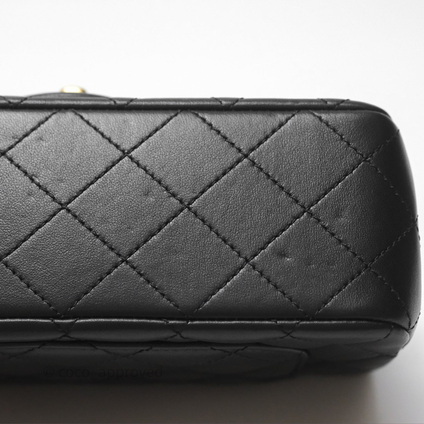 Chanel Mini Rectangular Pearl Crush Quilted Black Lambskin Aged Gold Hardware