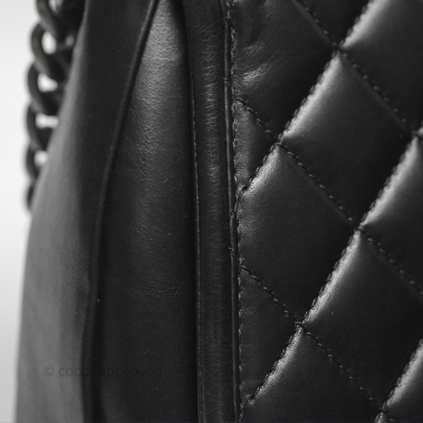 Chanel Quilted Large Prestige Top Handle Flap Calfskin Black Ruthenium Hardware