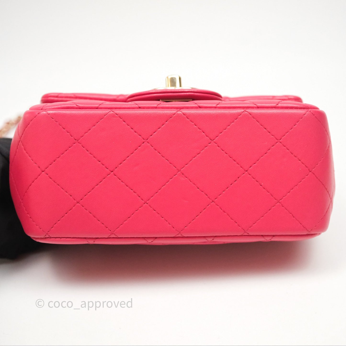Chanel Mini Square Flap Quilted Dark Pink Lambskin Gold Hardware