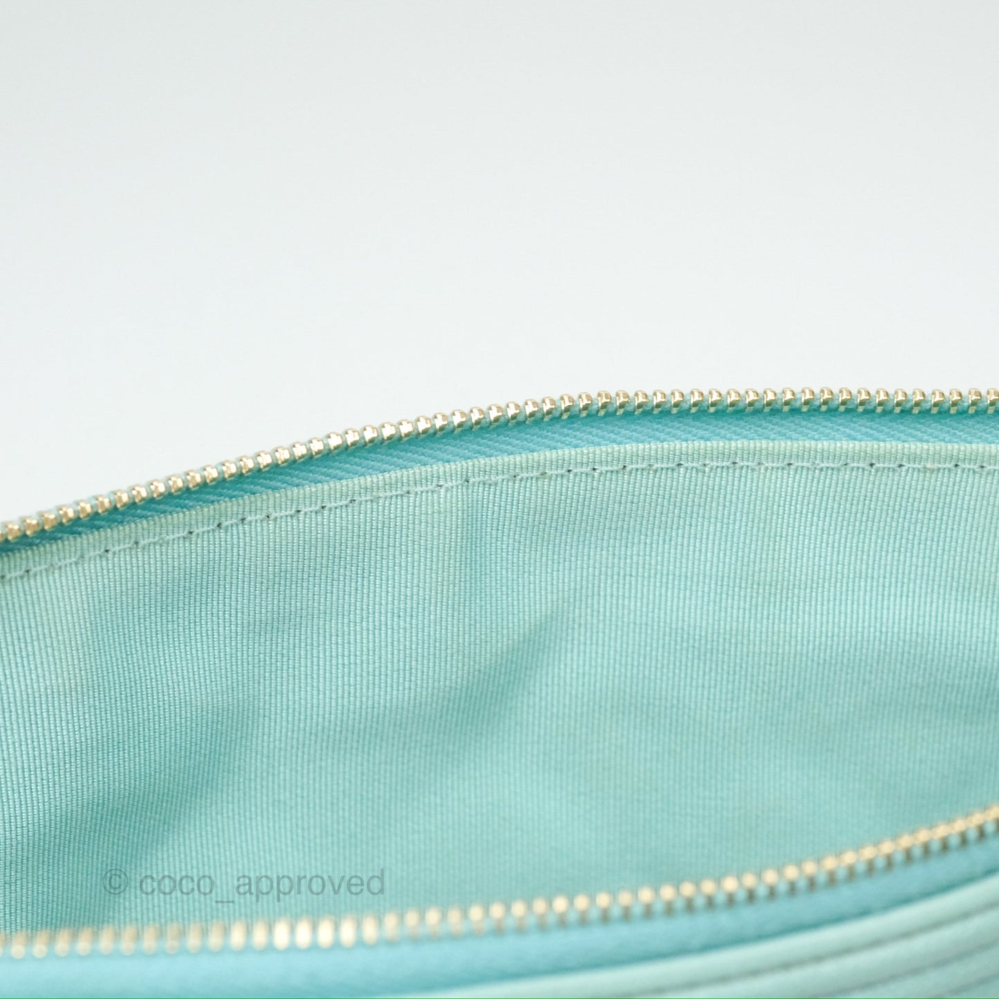 Chanel Medium O Case Boy Tiffany Blue Caviar Gold Hardware