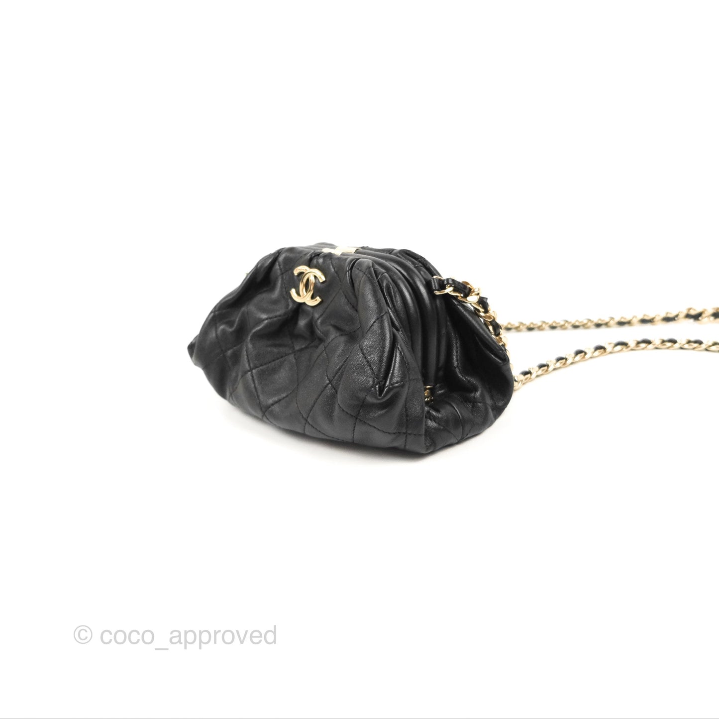 Chanel Black Clutch Bag Lambskin Gold Hardware