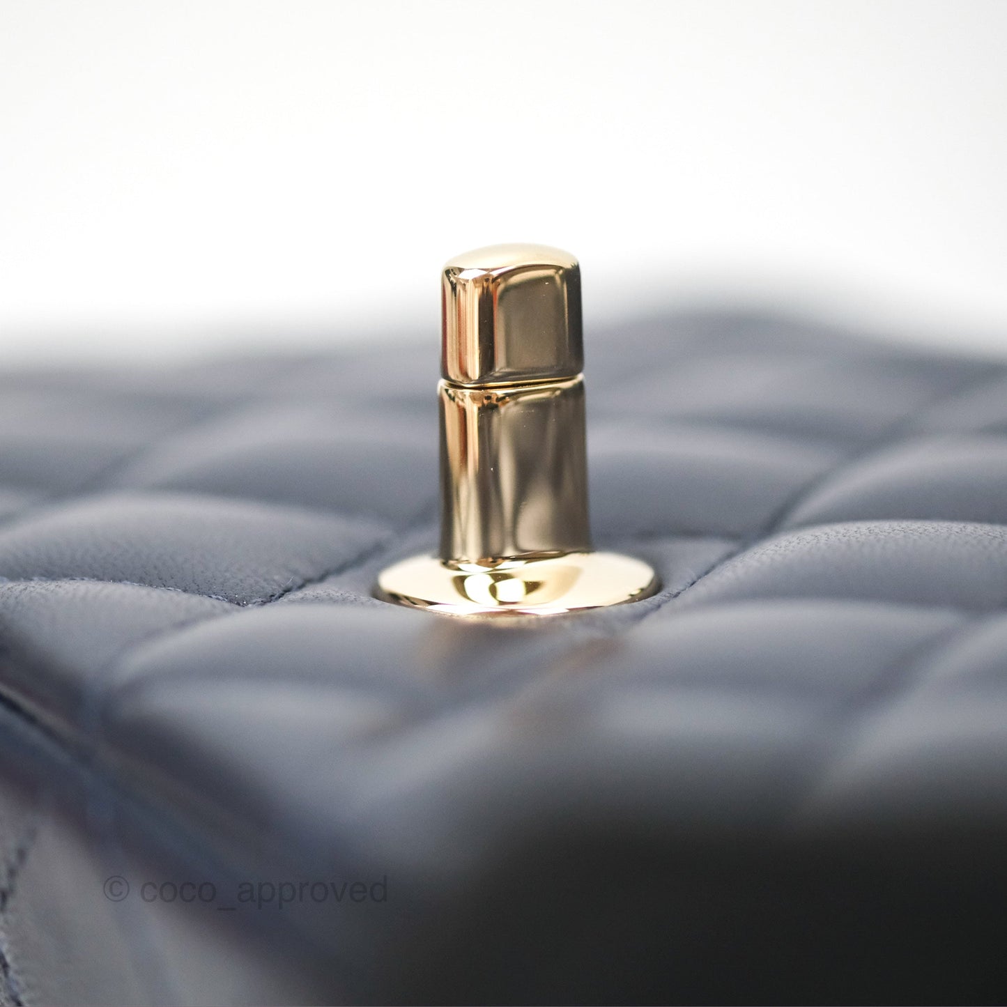 Chanel Top Handle Mini Rectangular Flap Bag Navy Lambskin Gold Hardware