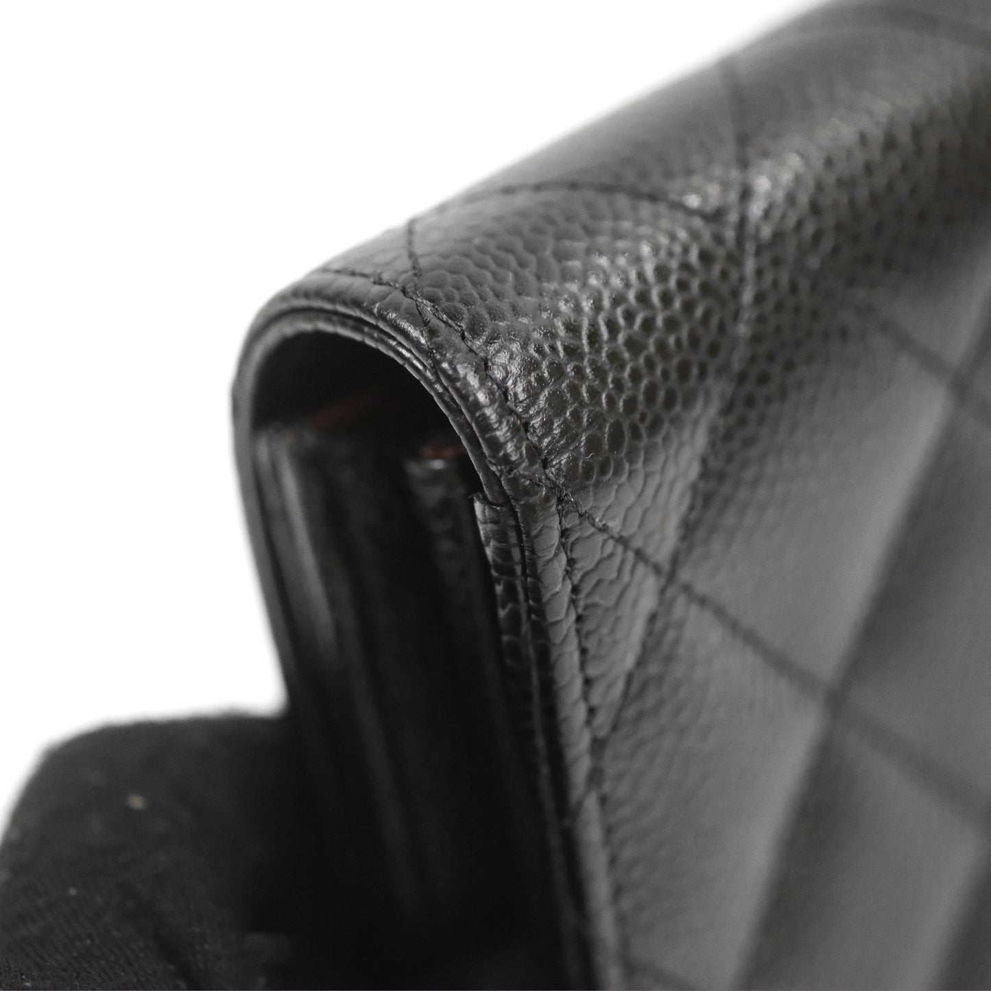 Chanel Quilted Classic Zip Long Wallet Black Caviar Silver Hardware