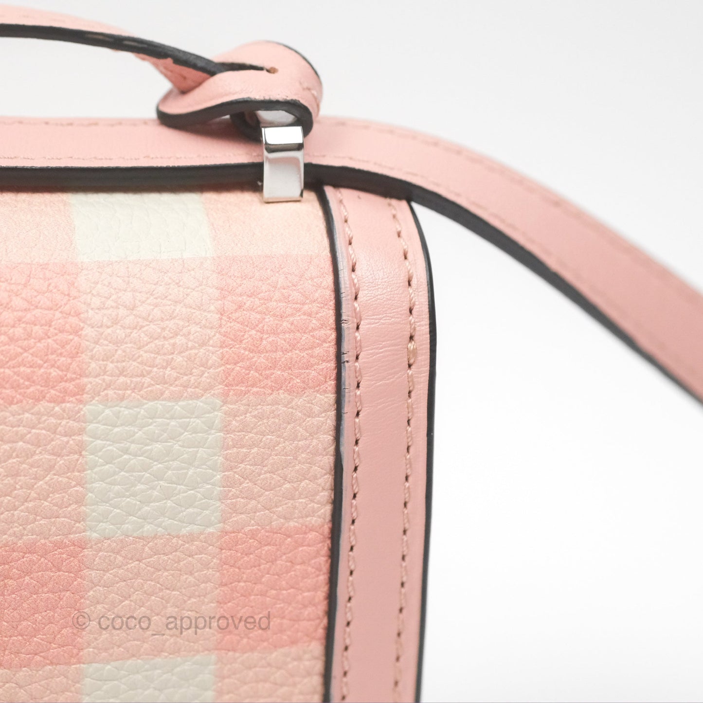Loewe Small Barcelona Pink White Checkered Calfskin Silver Hardware