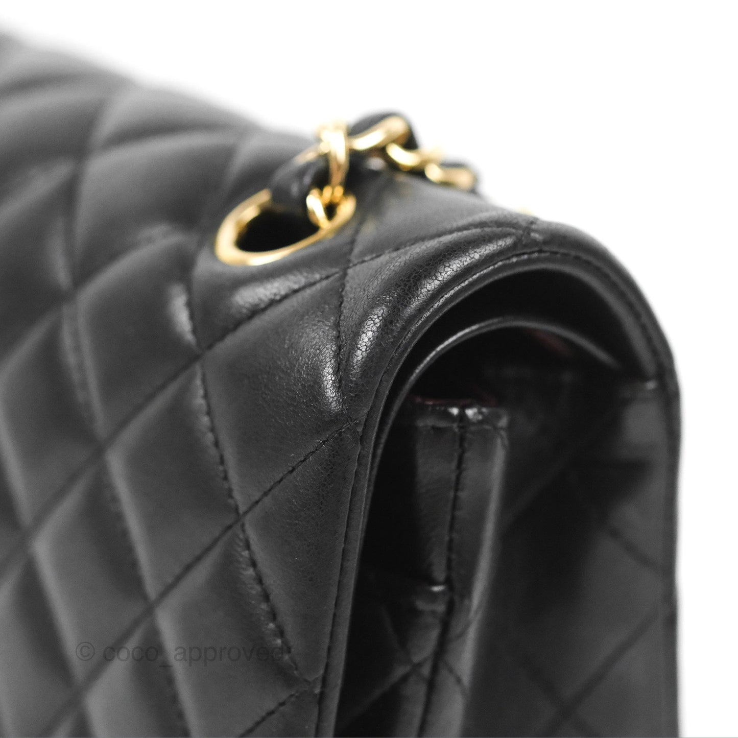 Chanel Classic M/L Medium Flap Quilted Black Lambskin Gold Hardware