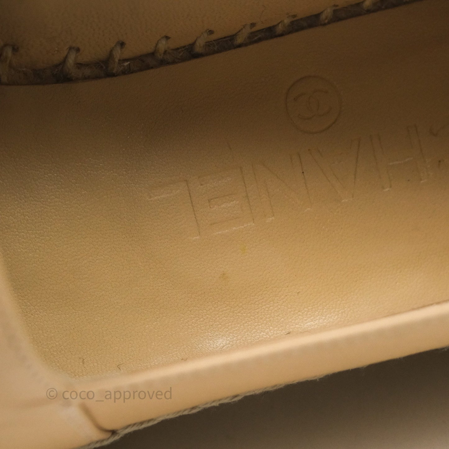 Chanel CC Espadrilles Beige Black Lambskin Size 36