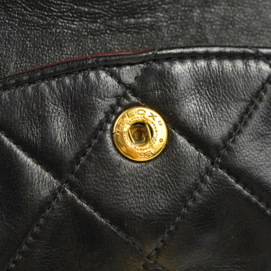 Chanel Classic Vintage Medium Flap Black Lambskin 24K Gold Hardware