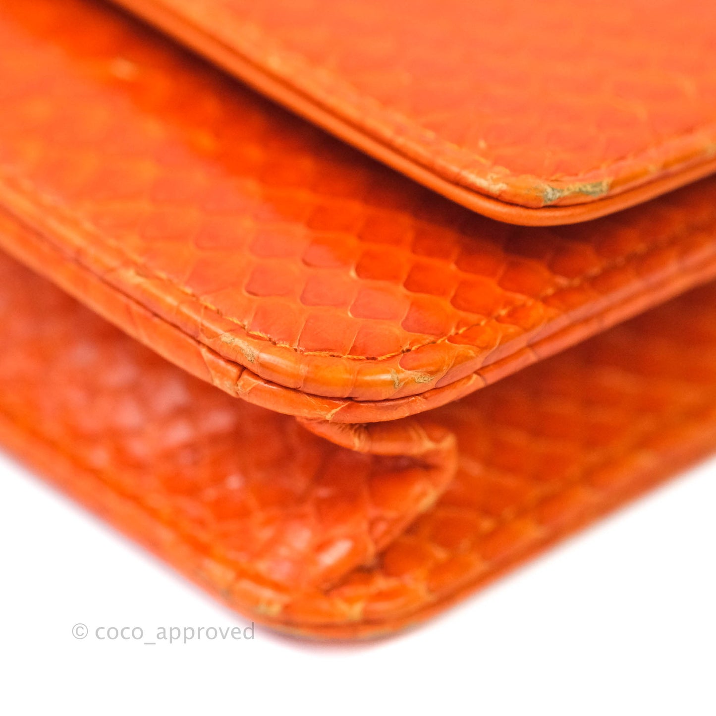 Chanel Wallet on Chain WOC Orange Python Aged Gold Hardware
