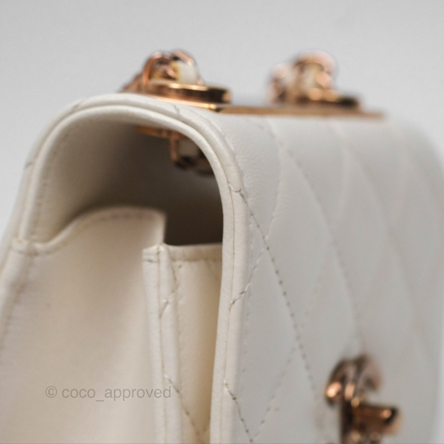 Chanel Mini Quilted Trendy CC Clutch With Chain White Lambskin Rose Gold Hardware
