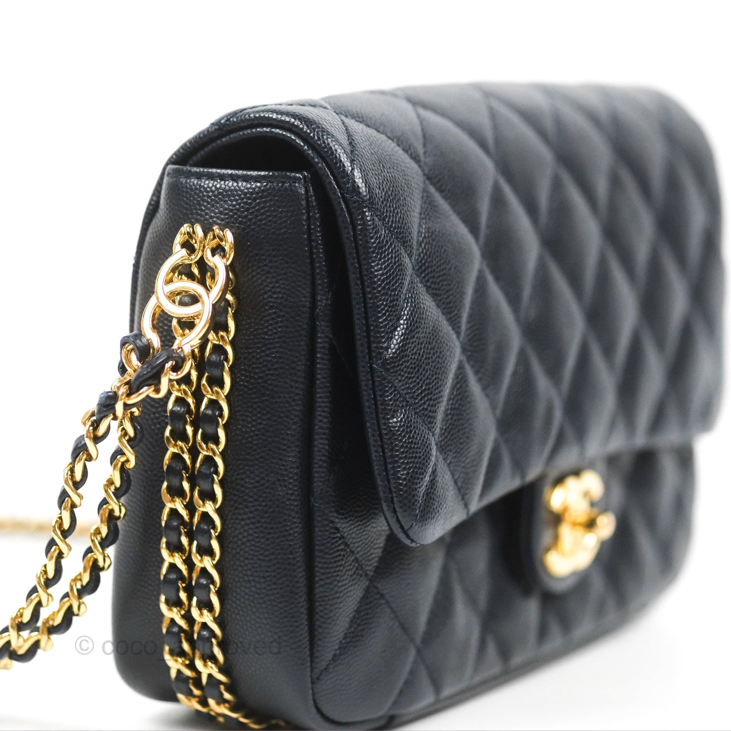 Chanel Quilted CC You Flap Navy Blue Caviar Gold Hardware 23C