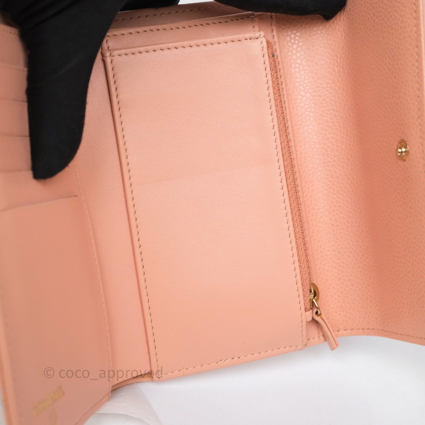 Chanel Quilted Boy Medium Trifold Flap Wallet Pink Caviar Gold Hardware