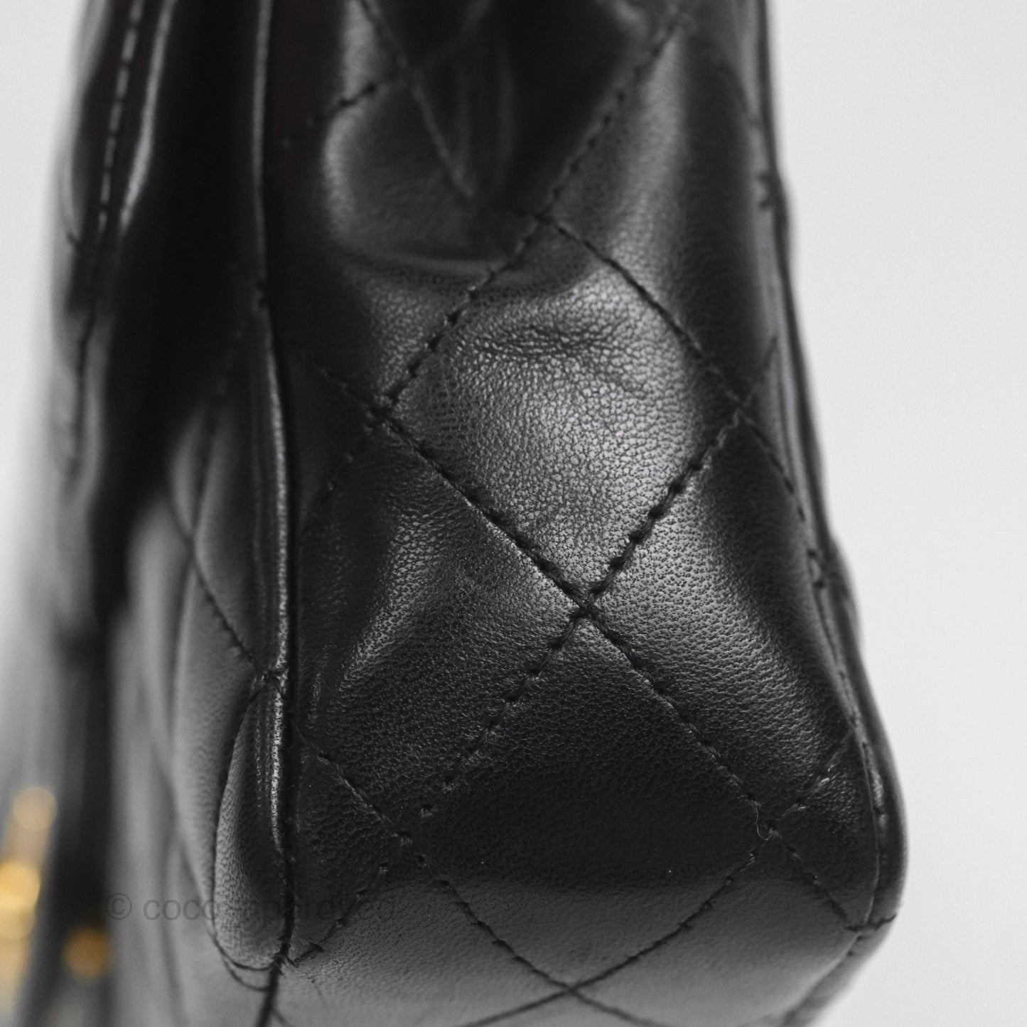 Chanel Quilted East West Flap Bag Black Lambskin Gold Hardware