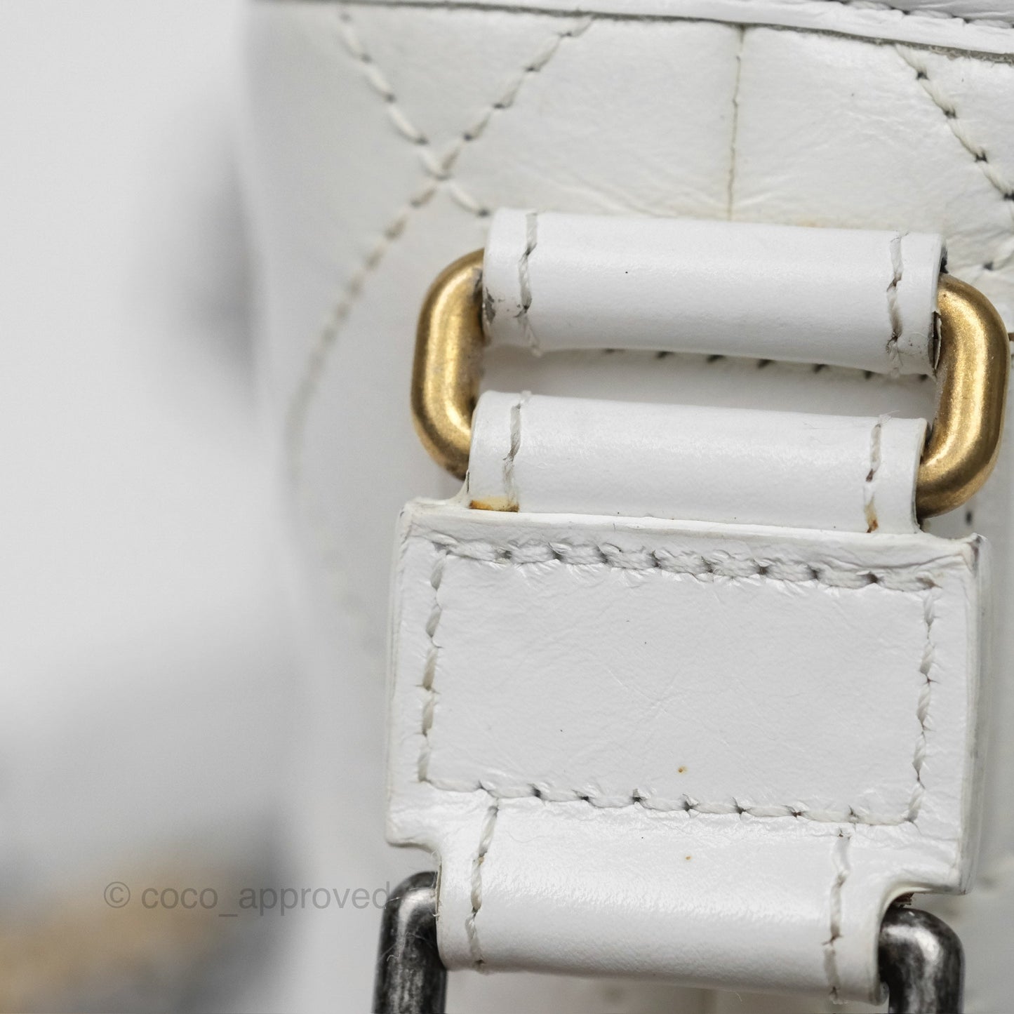 Chanel Small Gabrielle Hobo Quilted White Aged Calfskin