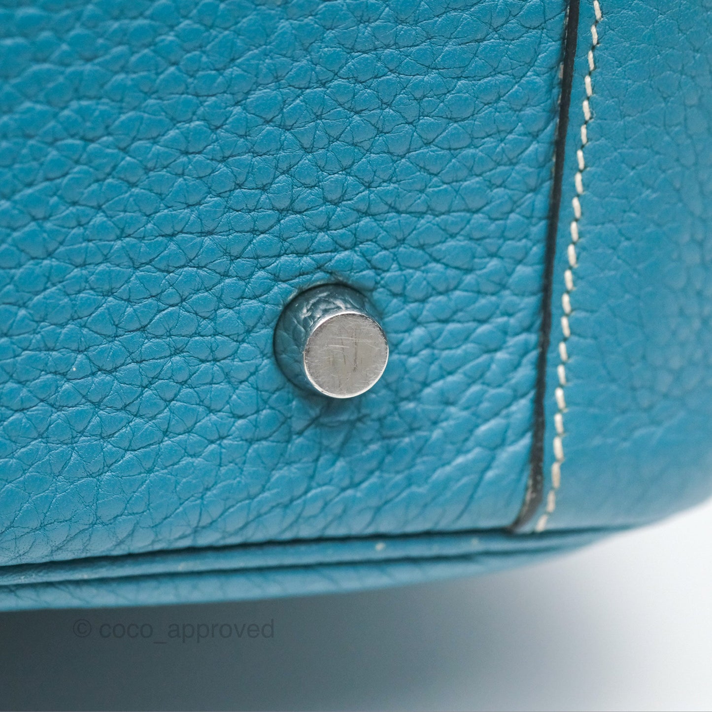 Hermès Lindy 34 Blue Jean Clemence Palladium Hardware