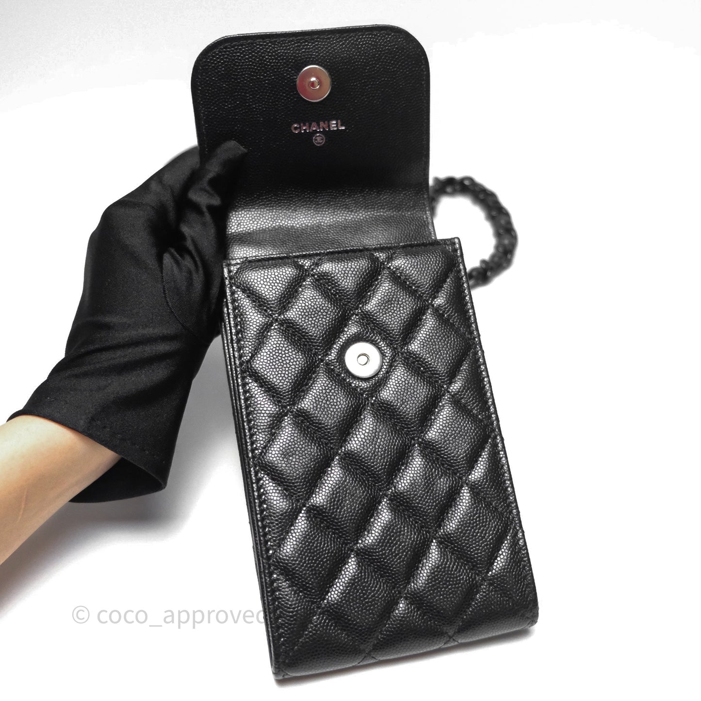 Chanel Incognito Phone Holder So Black Caviar Black Hardware