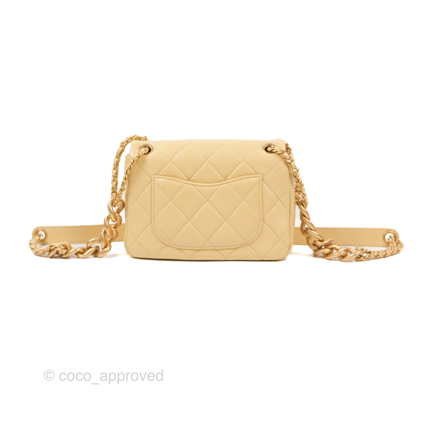 Chanel Small Flap Bag with Chain Strap Yellow Lambskin Aged Gold Hardware