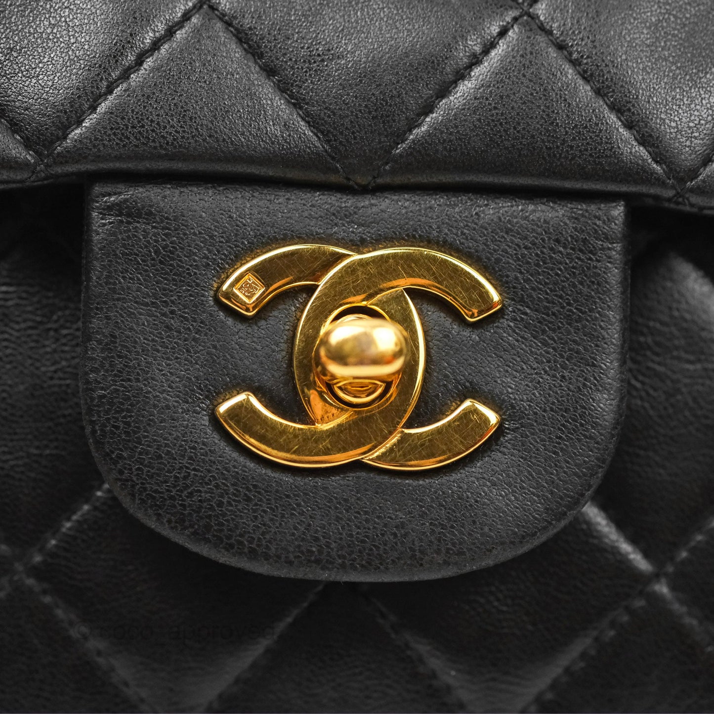 Chanel Vintage Classic Medium Flap Black Lambskin 24K Gold Hardware