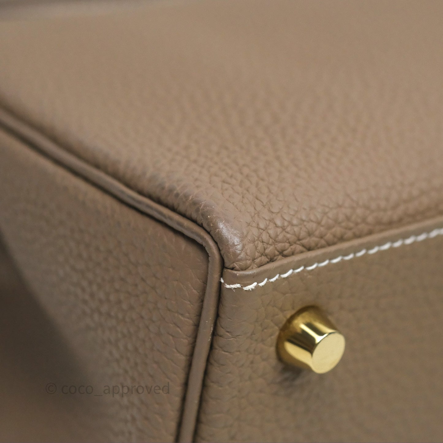 Hermès Retourne Kelly 25 Etoupe 18 Togo Gold Hardware