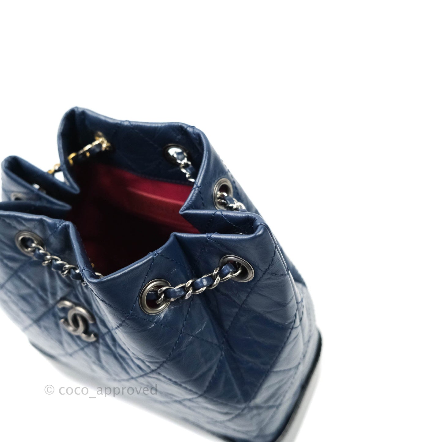 Chanel Small Gabrielle Backpack Navy Black Aged Calfskin