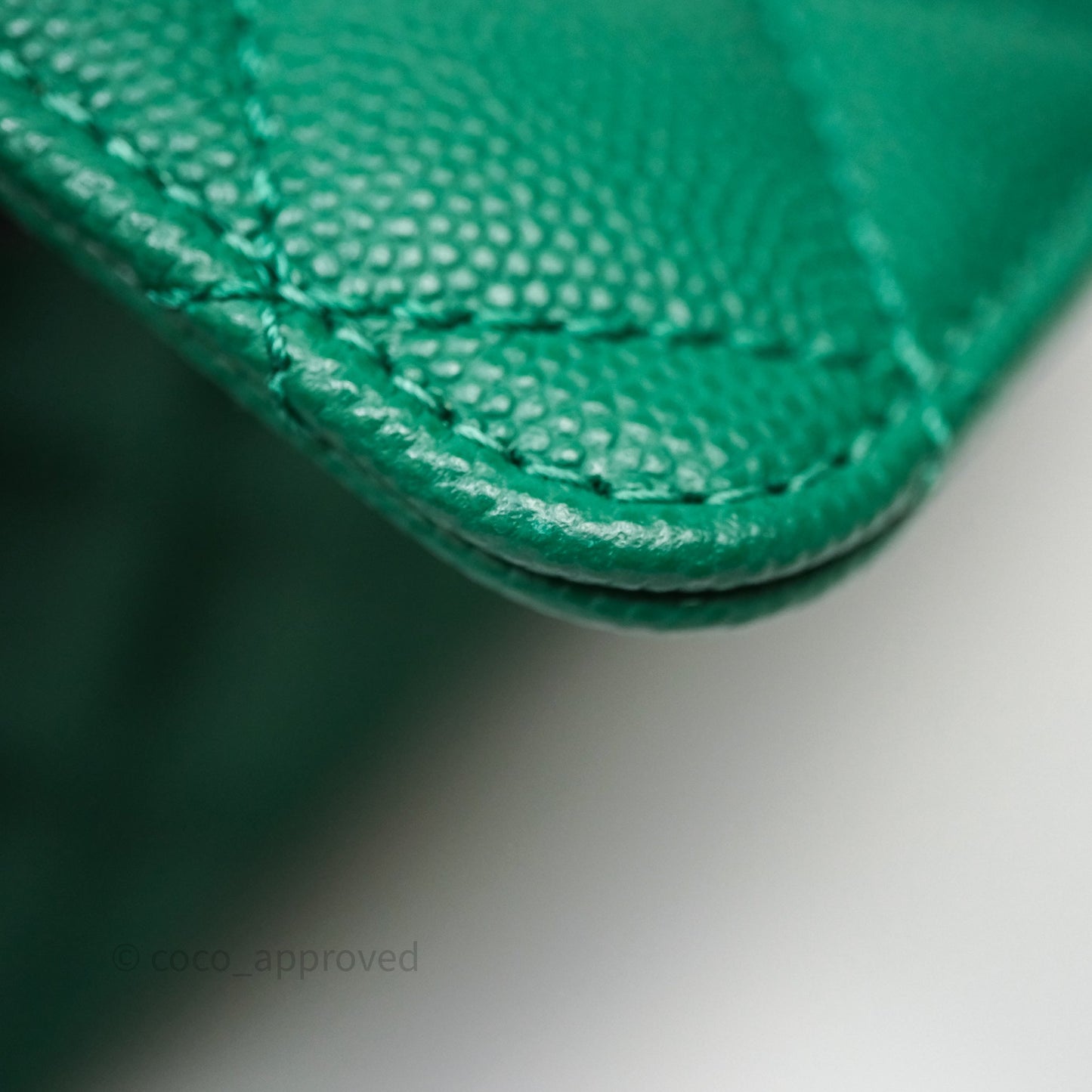 Chanel Mini Coco Handle Quilted Green Caviar Gold Hardware