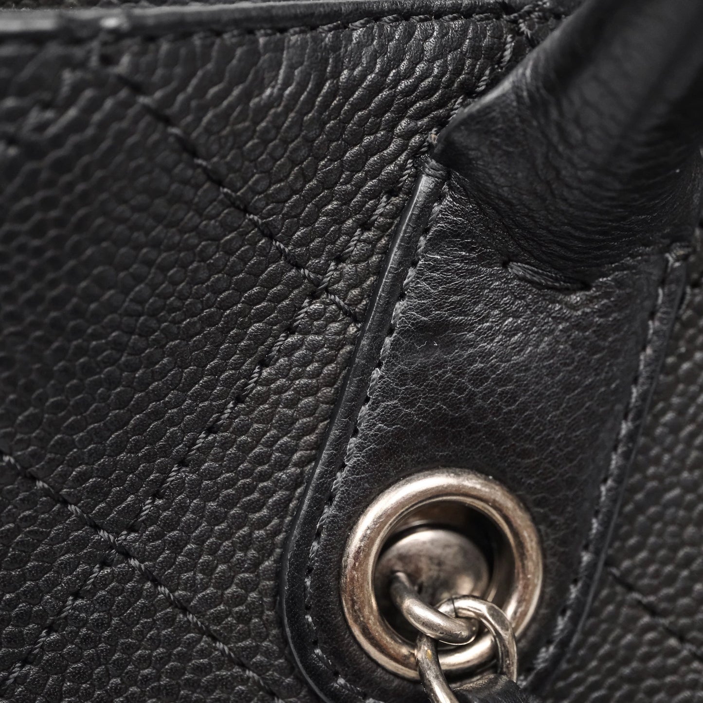 Chanel Quilted Shopping Tote Black Caviar Ruthenium Hardware