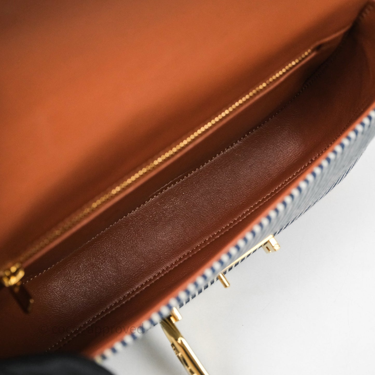 Celine Medium Chain Maillon Triomphe Canvas Tan Calfskin