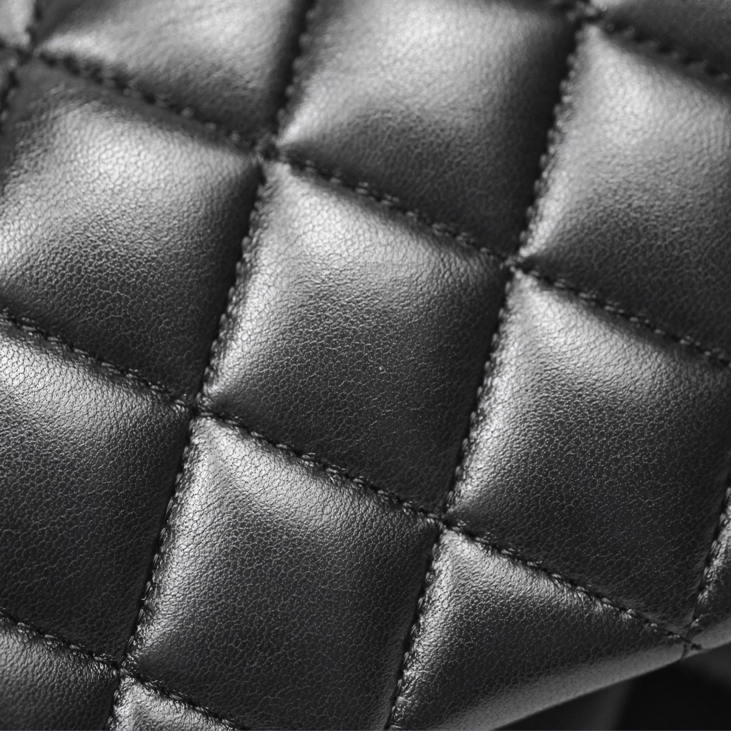 Chanel Classic M/L Medium Flap Quilted Black Lambskin Silver Hardware
