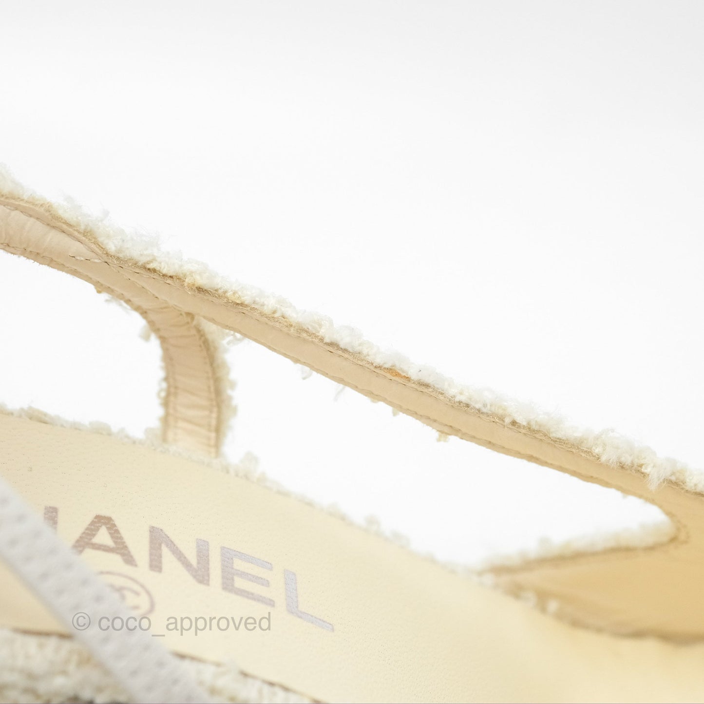 Chanel Classic Slingback Tweed White Black Size 38.5