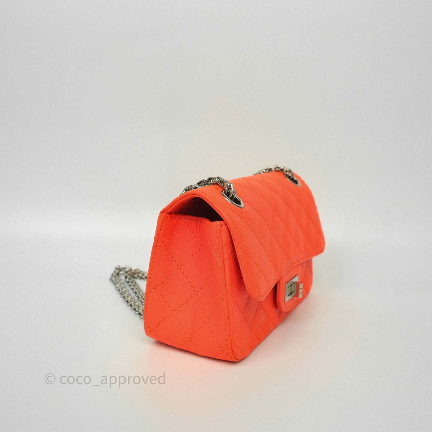 Chanel Mini Reissue 224 Tangerine Orange Goatskin Silver Hardware