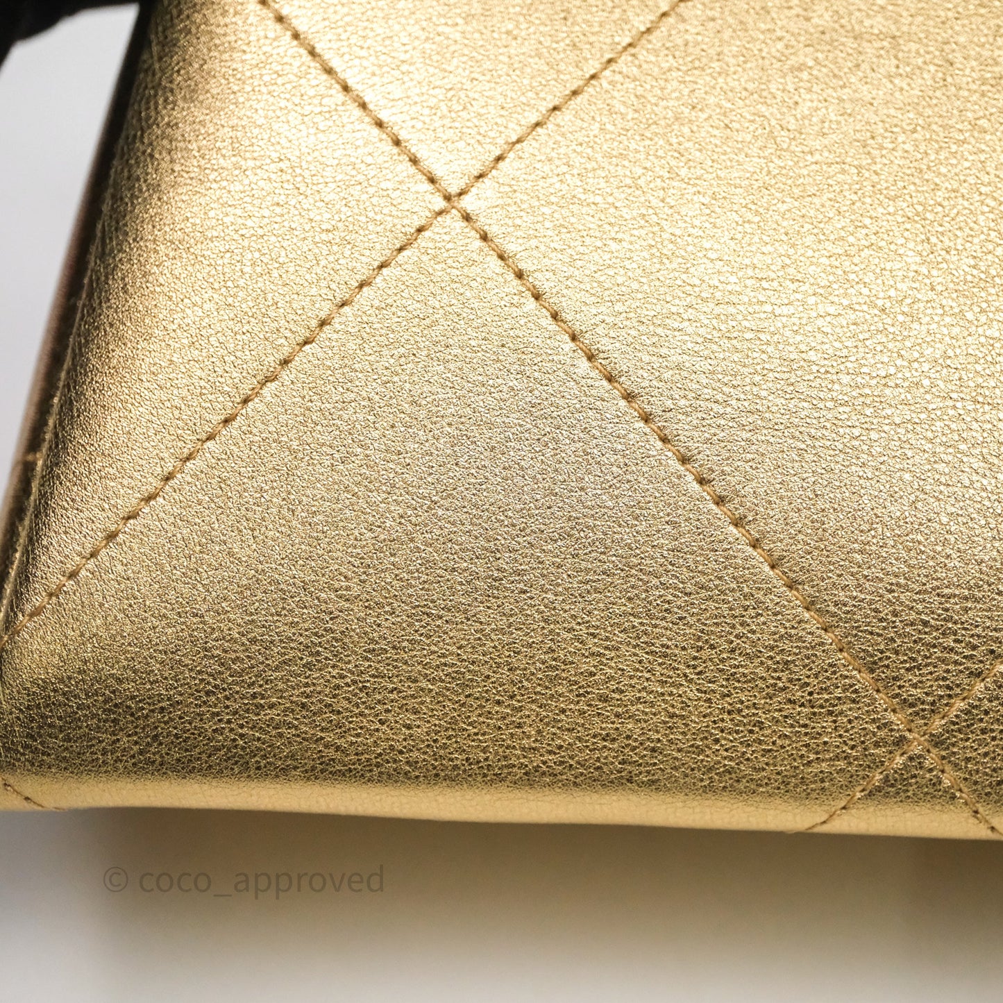 Chanel Calfskin Kiss Lock Frame Gold Bag