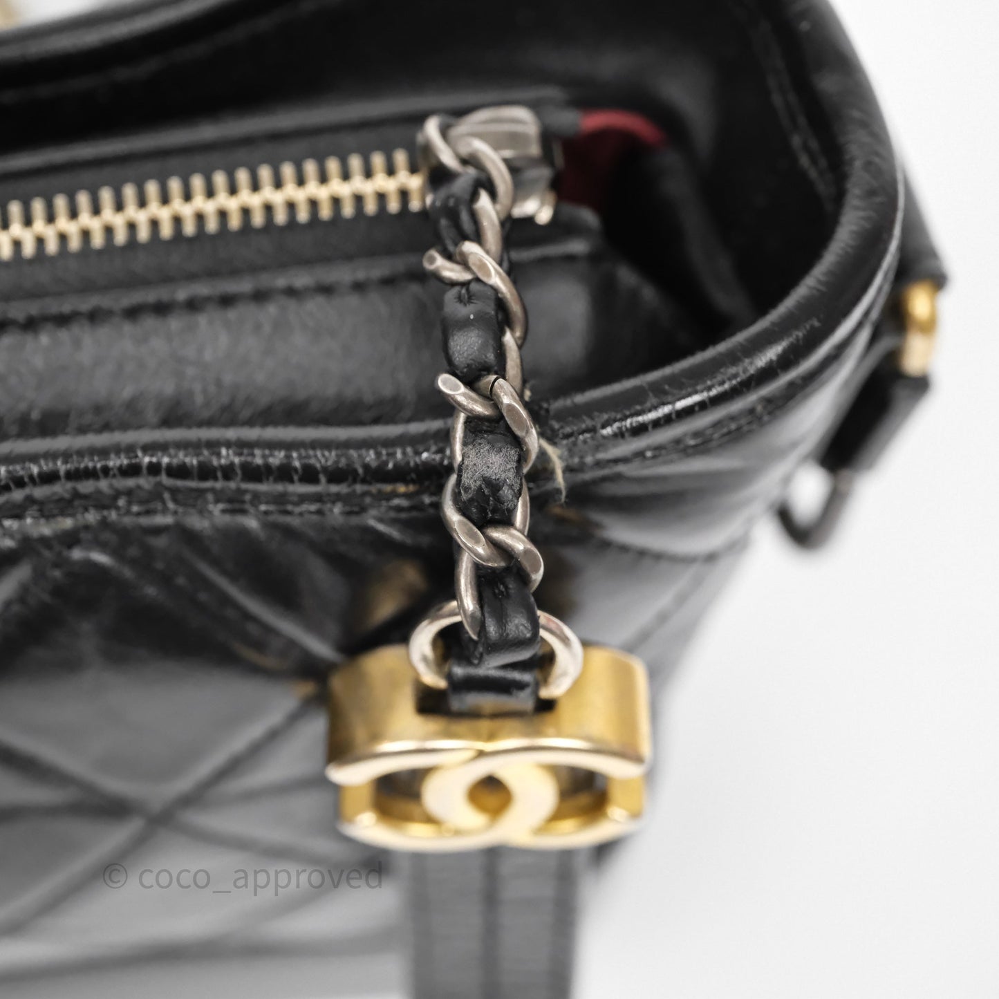 Chanel Small Gabrielle Hobo Quilted Black Aged Calfskin