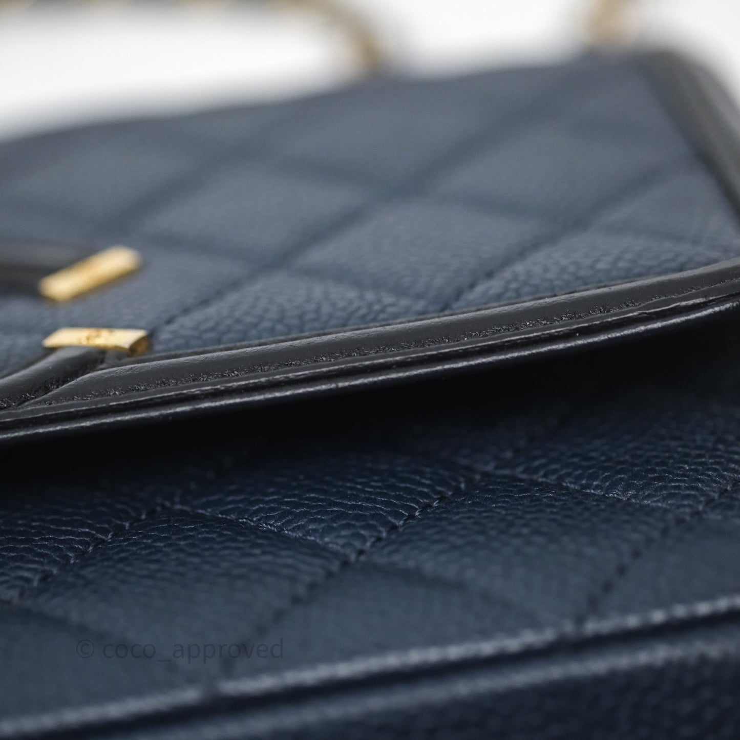 Chanel Small CC Filigree Flap Quilted Navy Black Caviar Aged Gold Hardware