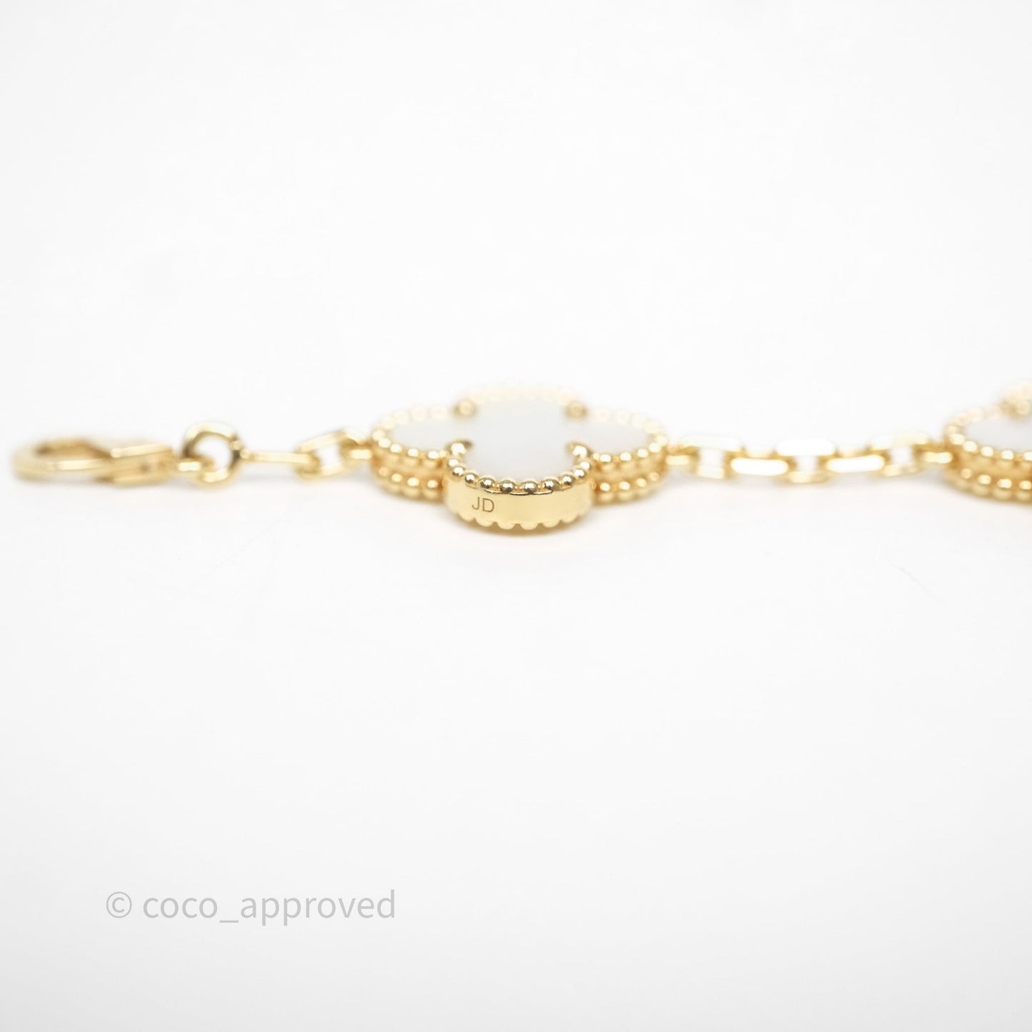 Van Cleef & Arpels Vintage Alhambra 5 Motifs White Yellow Gold Bracelet