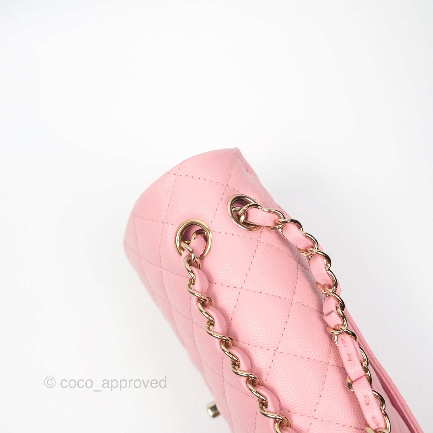 Chanel Small Classic Flap Quilted Sakura Pink Caviar Gold Hardware 22C