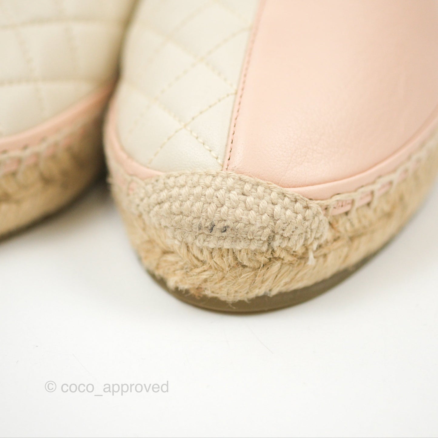 Chanel Espadrille Quilted White/Pink Size 38