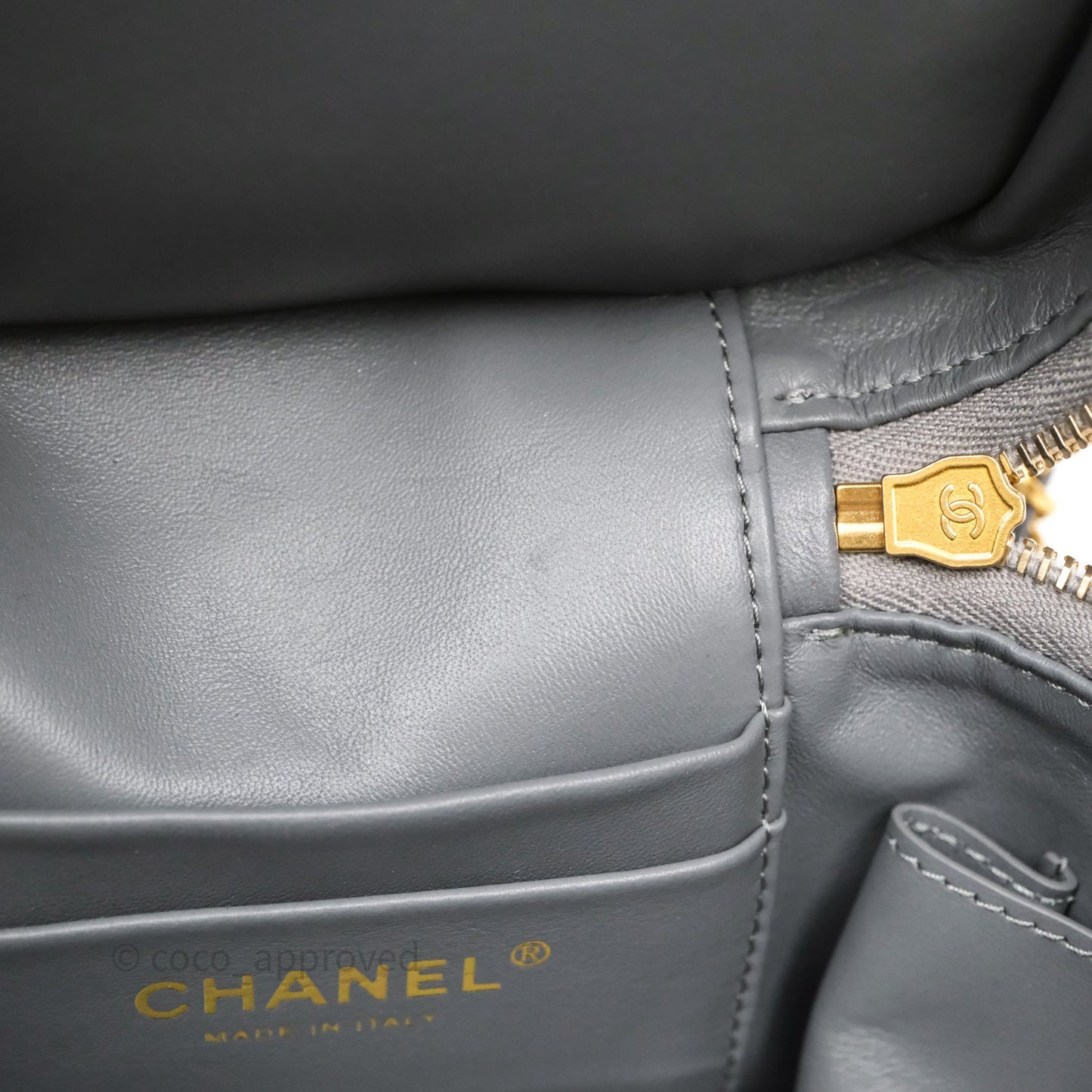 Chanel Vanity Case Grey Shearling Lambskin Gold Hardware 22A