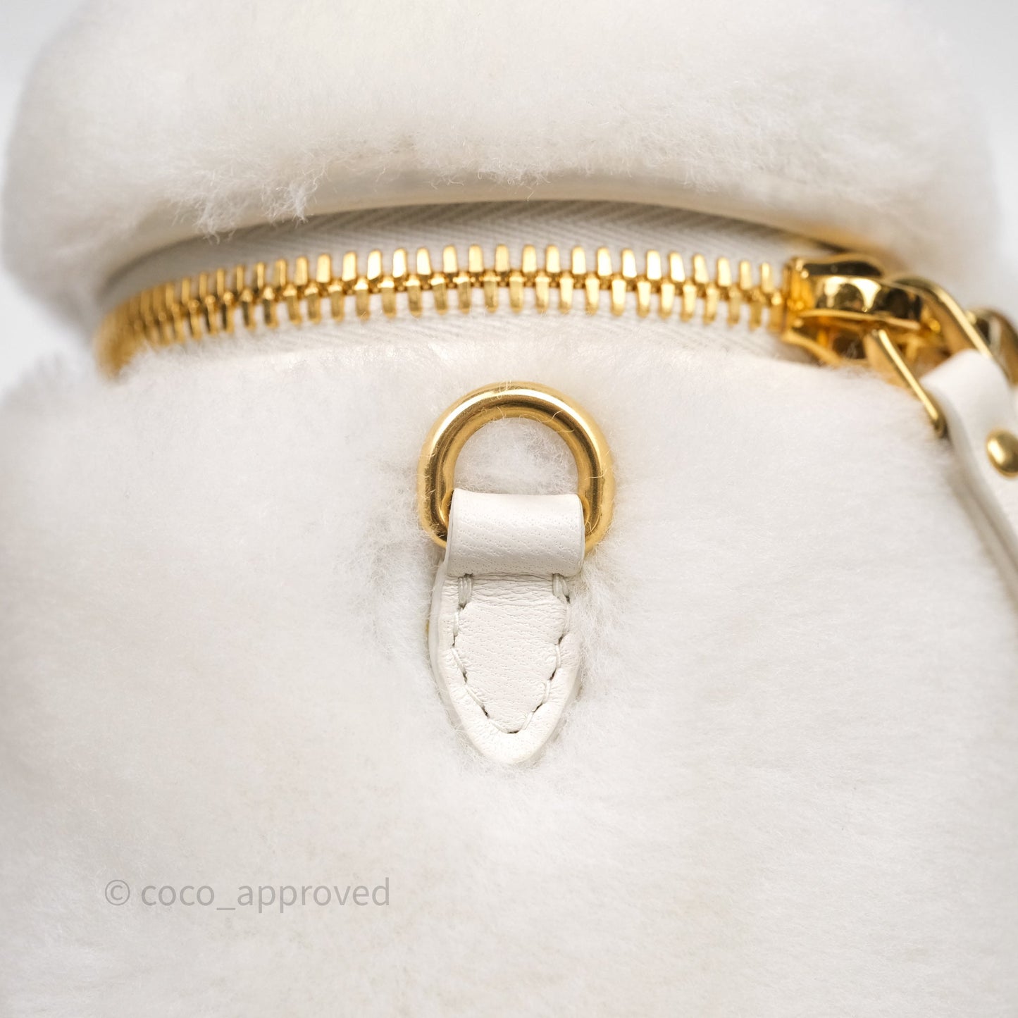 Miu Miu Shearling Vanity Case White Gold Hardware