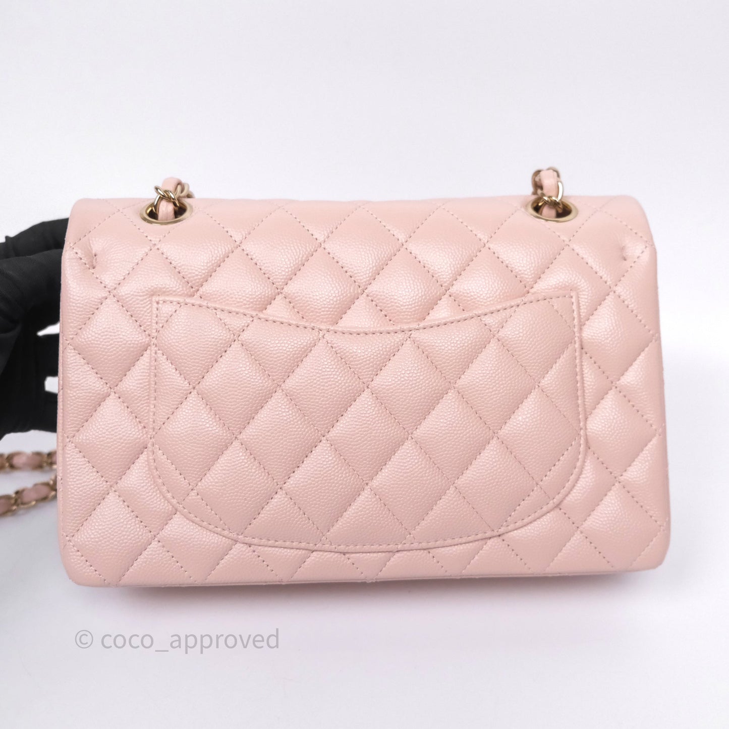 Chanel Small Classic Flap Quilted Light Pink Caviar Gold Hardware