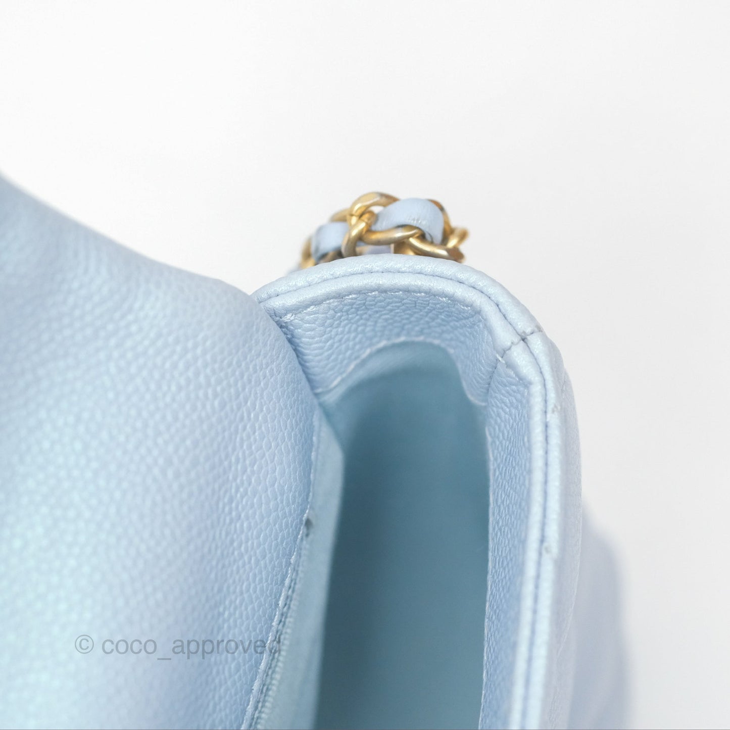 Chanel Quilted My Perfect Mini Iridescent Blue Caviar Aged Gold Hardware