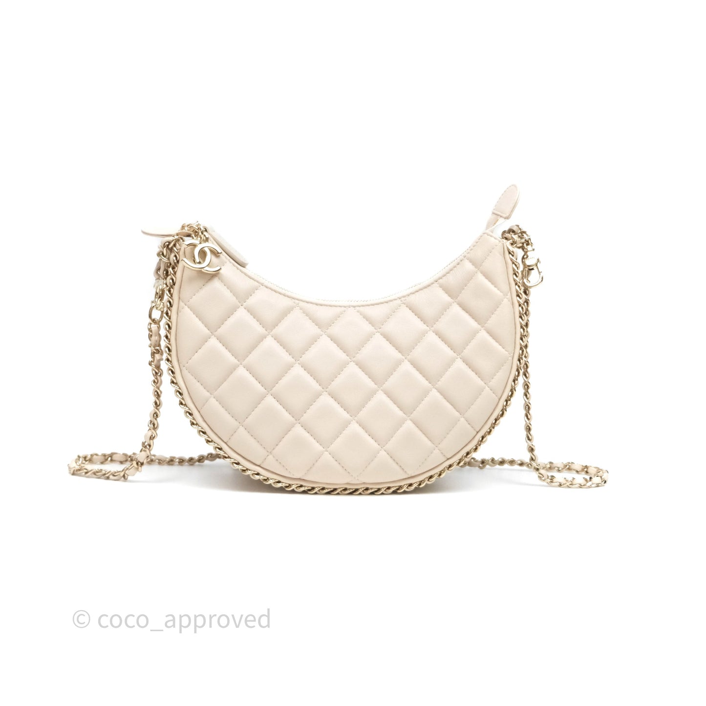 Chanel Small Hobo Bag Light Beige Lambskin Gold Hardware 23P