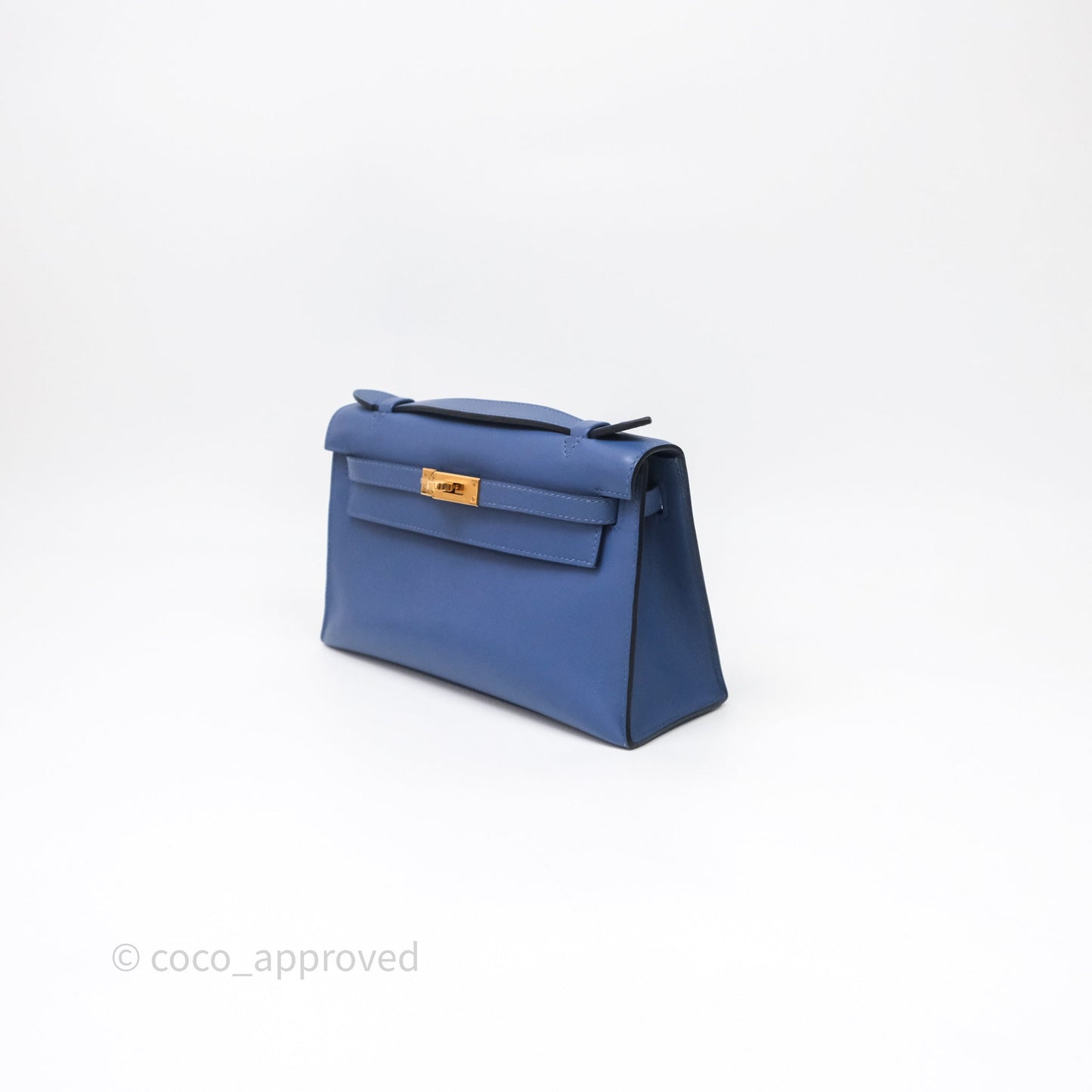 Hermès Kelly Pochette Clutch Bleu Brighton 7E Swift Gold Hardware