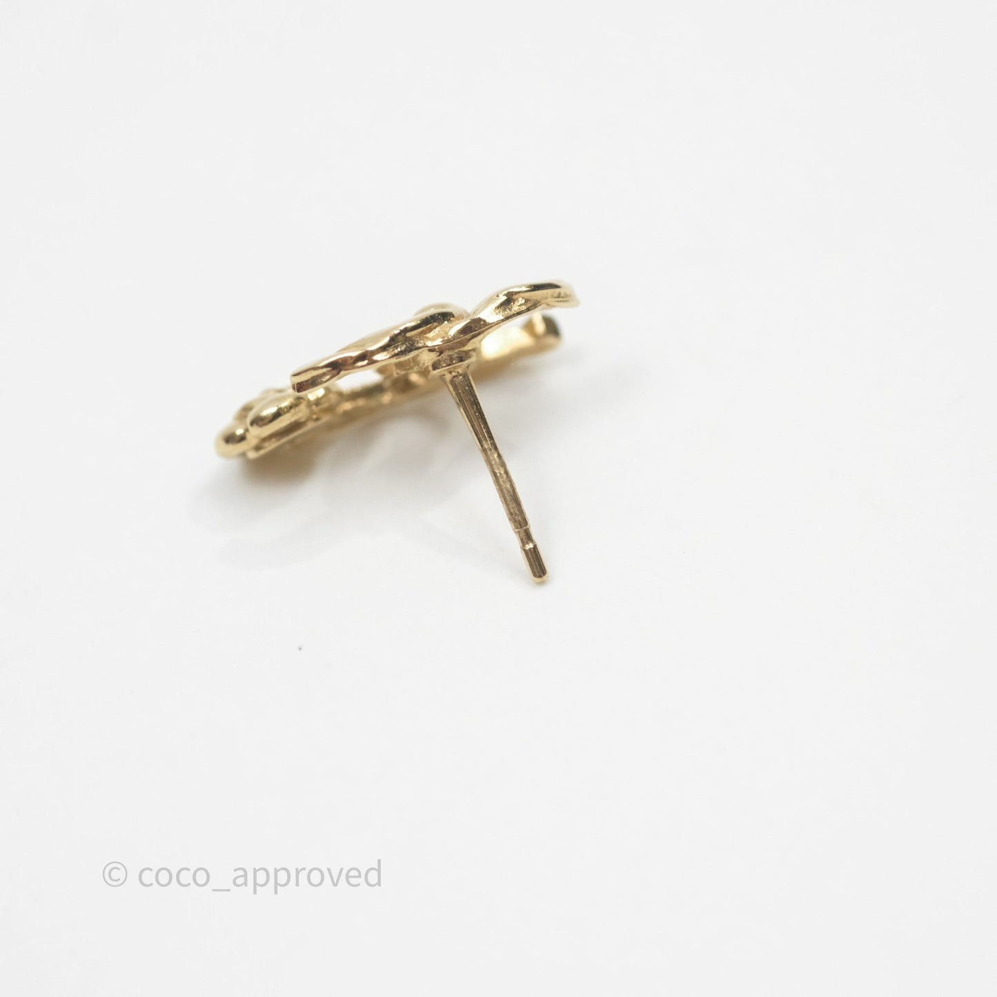 Chanel CC Camellia Earrings Gold Tone 22A