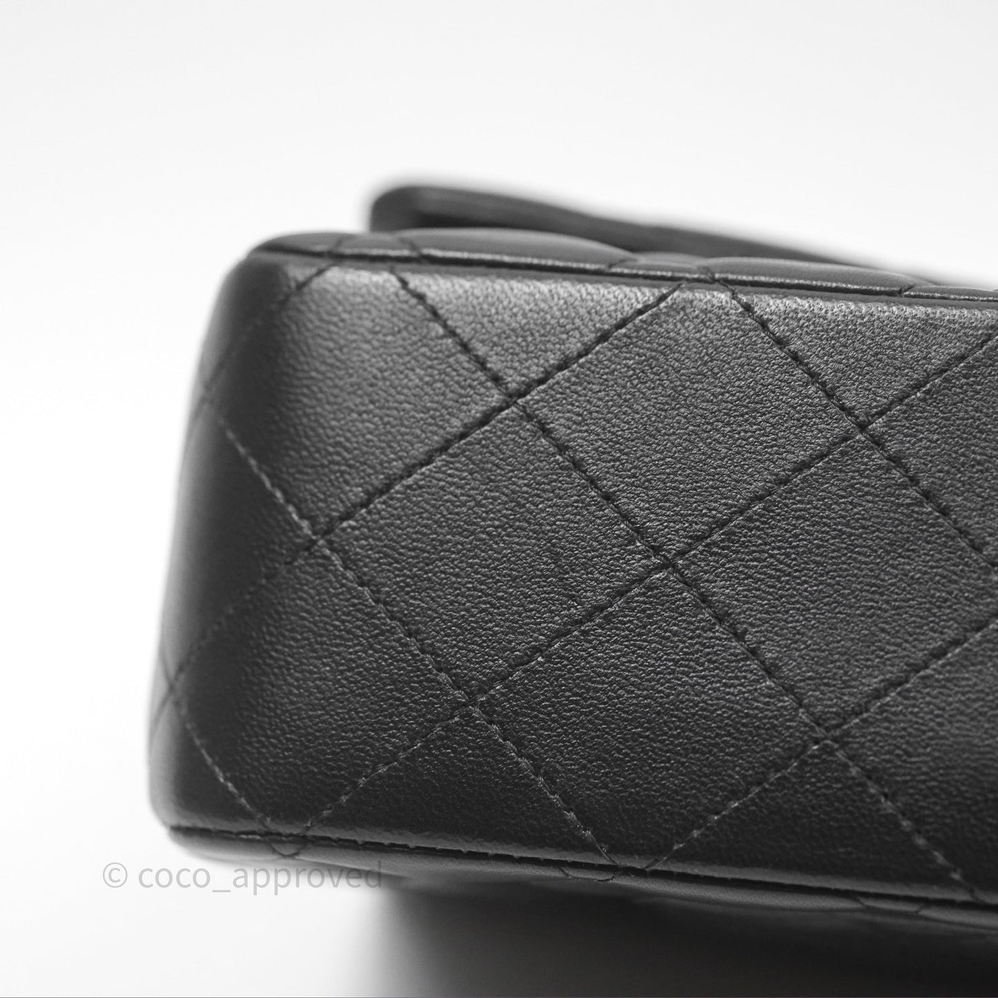 Chanel Classic M/L Medium Flap Quilted Black Lambskin Silver Hardware
