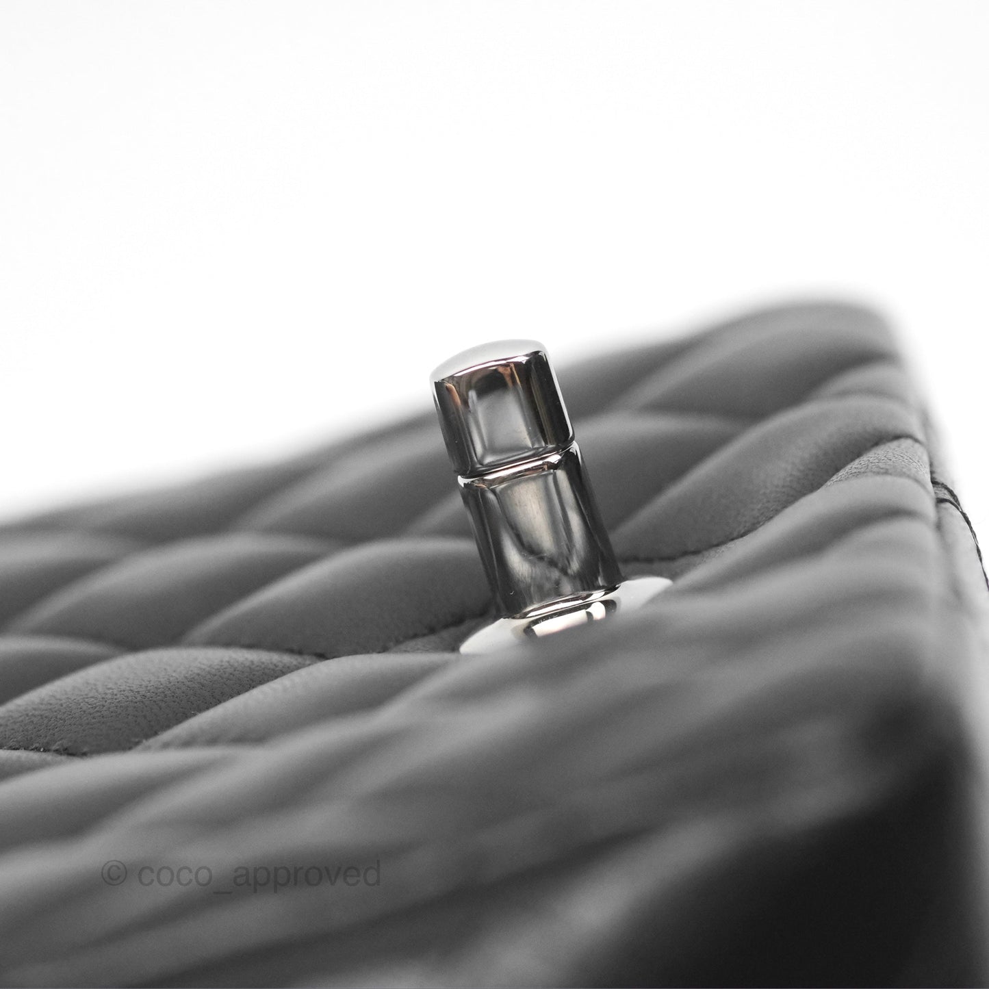 Chanel Mini Square Flap Quilted Black Lambskin Silver Hardware